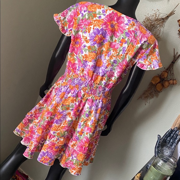 PRETTYGARDEN Floral Multicolored V-Neck Peep Hole Dress - Picture 8 of 12